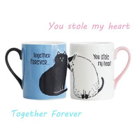 'Cuddling Cats' Pair of Heart-warming mugs - a Perfect Gift for Cat-Loving Couples!