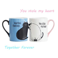 'Cuddling Cats' Pair of Heart-warming mugs - a Perfect Gift for Cat-Loving Couples!