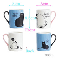 'Cuddling Cats' Pair of Heart-warming mugs - a Perfect Gift for Cat-Loving Couples!